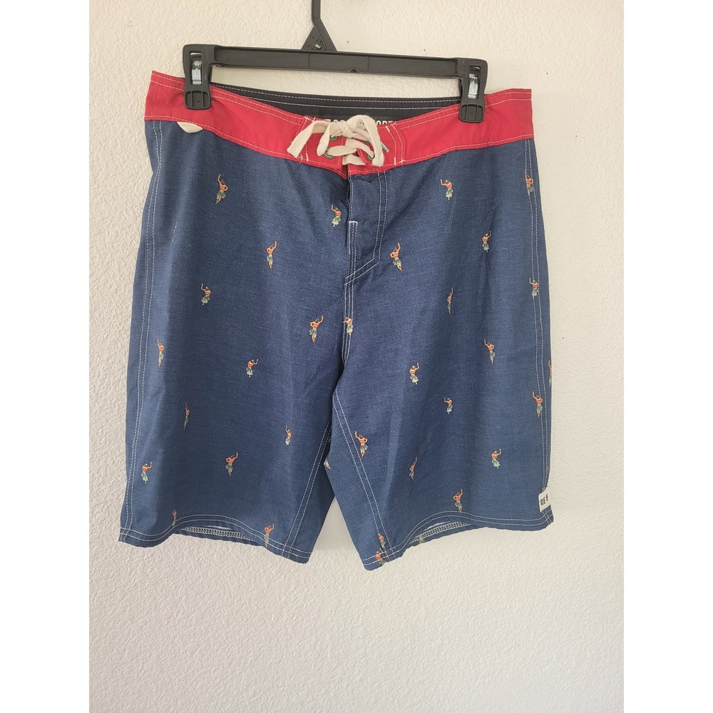 REEF‎ Men's Boardshorts Size 30 To Trip On Blue Hula Dancer Swim Trunks #5